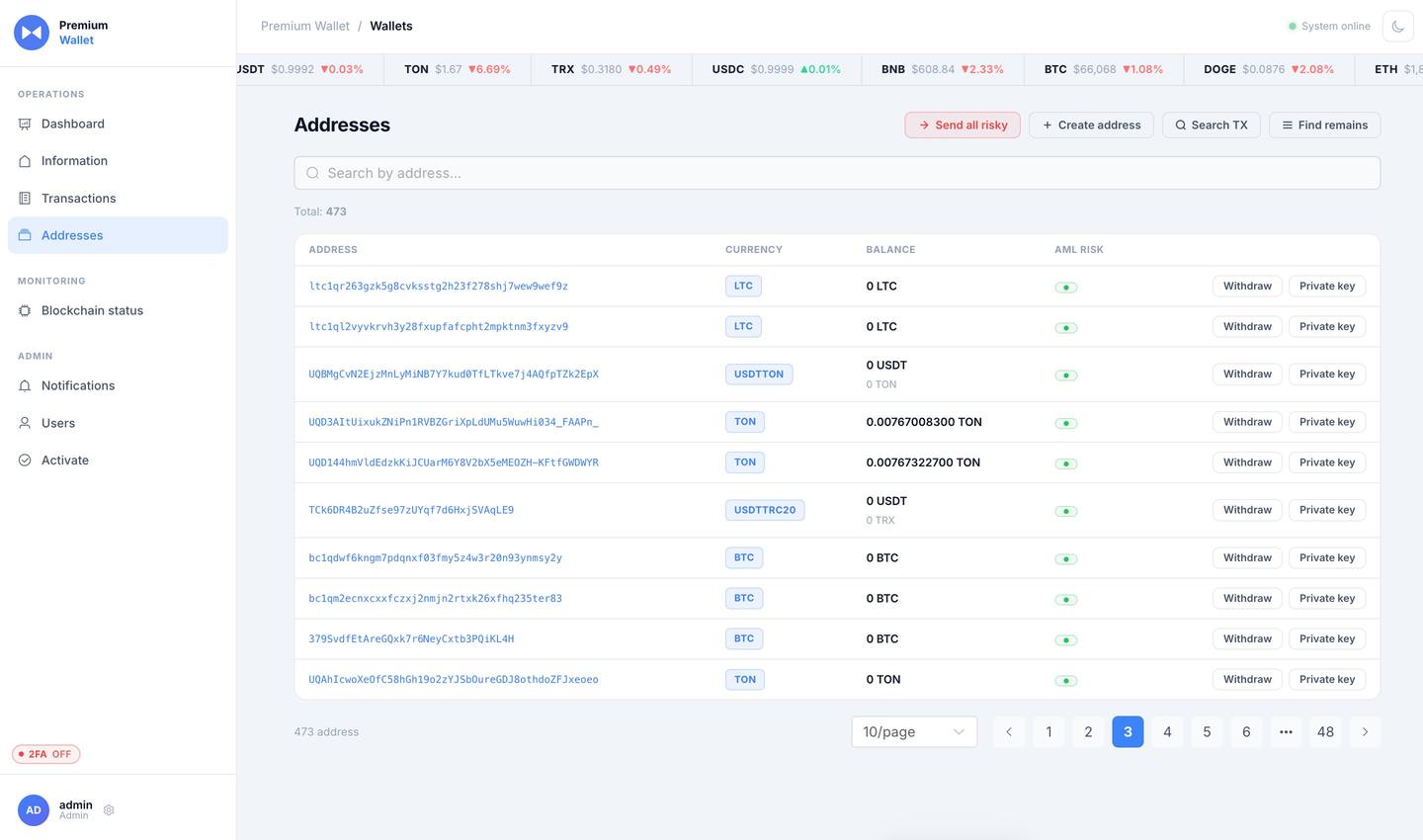Premium Wallet addresses